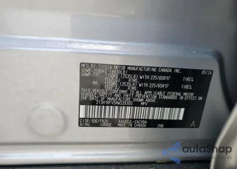 2024 Toyota Rav4 Le из США, поврежденный, VIN 2T3H1RFV5RW339305